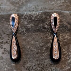 Dior Black and Silver Teardrop Earrings